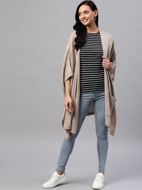 

Marks & Spencer Women Taupe Longline Shrug with Shimmer Detail