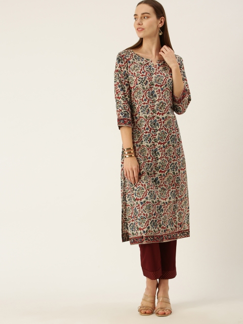 

AMUKTI Women Beige Floral Printed Floral Kurta
