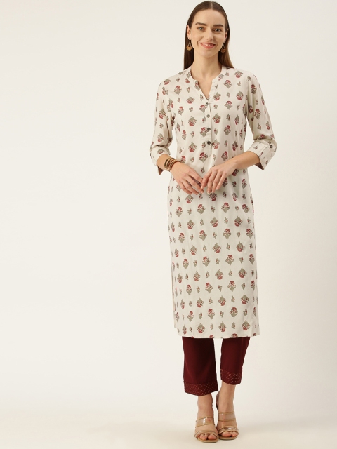 

AMUKTI Women Beige Floral Printed Floral Kurta