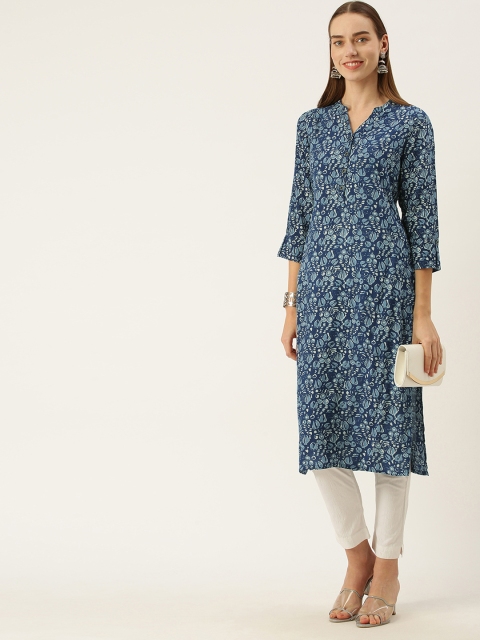 

AMUKTI Women Blue Ethnic Motifs Printed Kurta