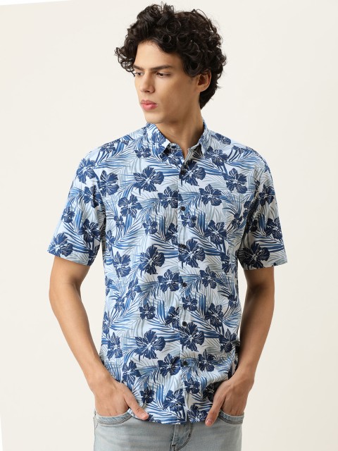 

Bene Kleed Men White Tropical Printed Anti Bacterial Finish Casual Shirt
