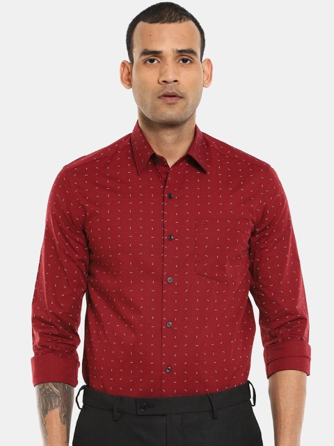 

Arrow New York Men Red & off White Slim Fit Printed Casual Shirt