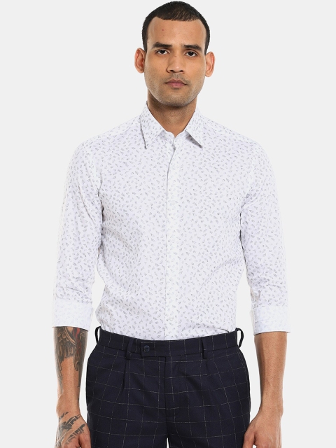 

Arrow New York Men White & Grey Ditsy Printed Slim Fit Pure Cotton Formal Shirt