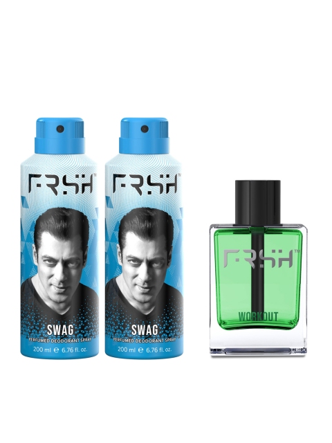 

FRSH By Salman Khan Men Set of Workout Eau De Toilette & 2 Swag Perfumed Deodorant Sprays, Blue