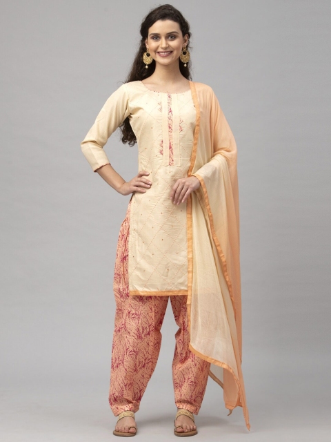 

Satrani Beige & Maroon Embroidered Unstitched Dress Material