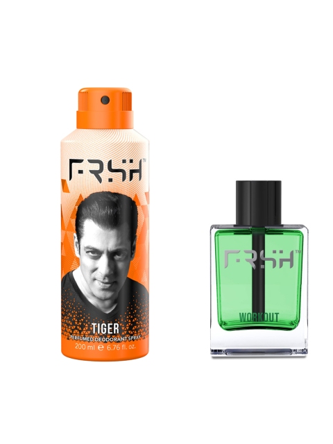 

FRSH By Salman Khan Men Set of Workout Eau De Toilette & Tiger Perfumed Deodorant Spray, Orange