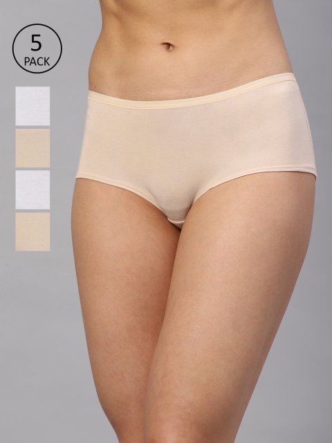 

Marks & Spencer Women Pack Of 5 Solid Knitted Hipsters T615020SNUDE MIX, Nude