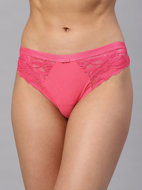 

Marks & Spencer Women Pink Self Design Lace Basic Briefs T616104PINK