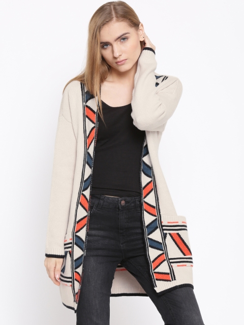 

Vero Moda Women Off-White Patterned Cardigan