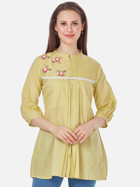 

Kiana Lime Green Floral Embroidered Top