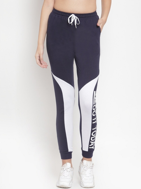 

Boston Club Women Navy Blue & White Printed Joggers