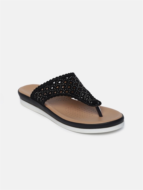 

shoexpress Women Black Embellished Open Toe Flats