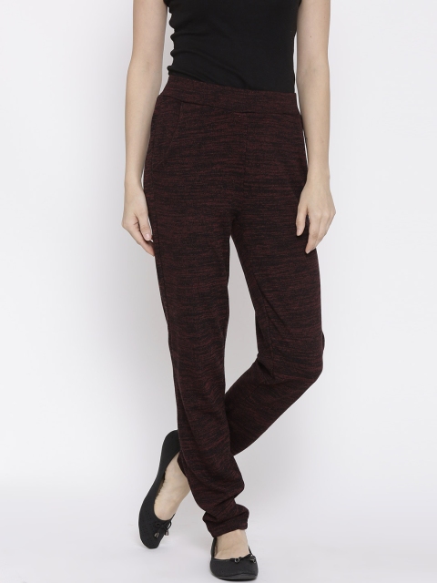 

Vero Moda Women Burgundy & Black Casual Trousers