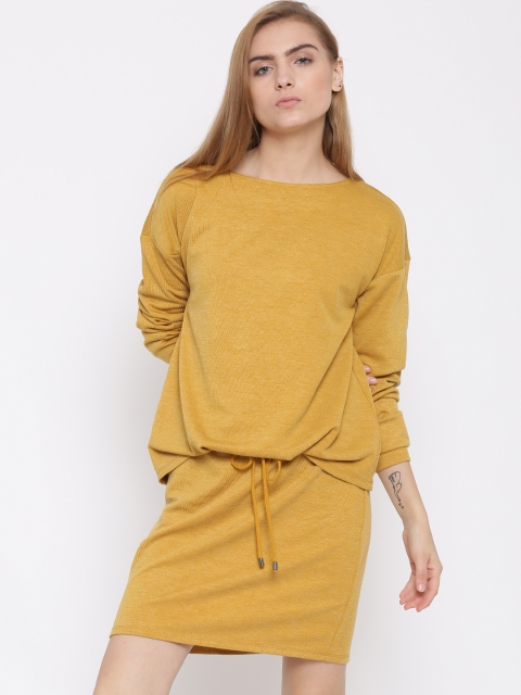 

Vero Moda Women Mustard Yellow Solid Two-Piece Dress