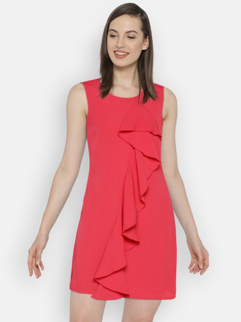 

Vero Moda Women Coral Pink Solid A-Line Dress
