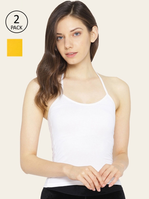 

Lady Lyka Women Pack Of 2 Solid Cotton Camisoles, Mustard