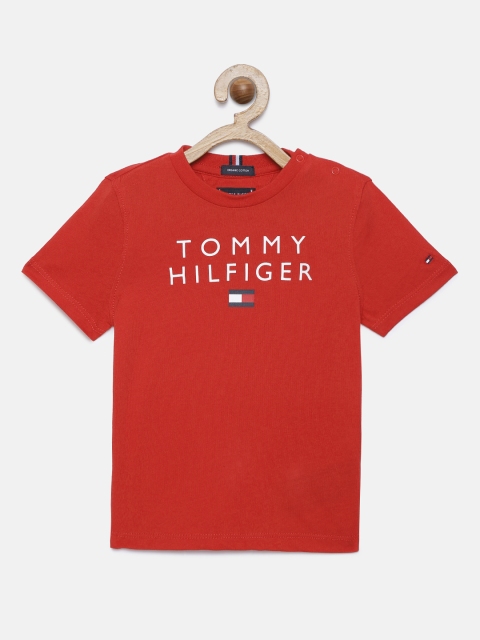 

Tommy Hilfiger Boys Red Brand Logo Organic Cotton T-shirt