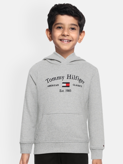 

Tommy Hilfiger Boys Grey Solid Brand Logo Cotton Embroidered Sweatshirt