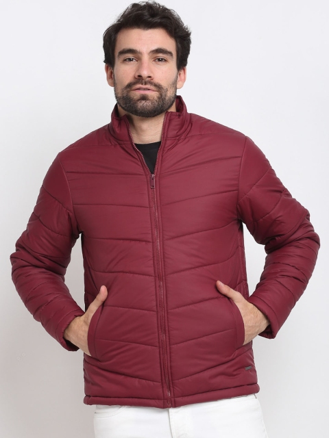 

PERFKT-U Men Maroon Striped Lightweight Padded Jacket