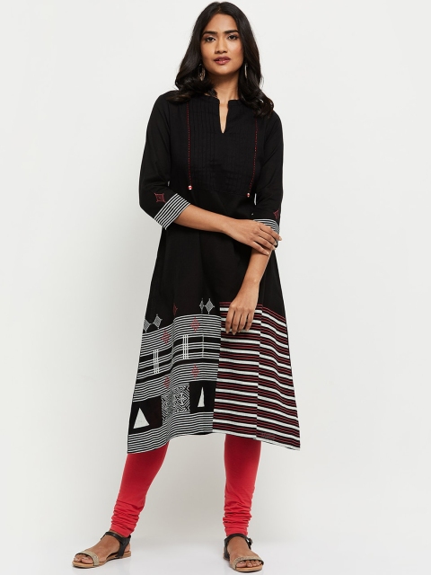 

max Women Black & White Printed Kurta