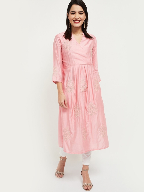 

max Women Pink Ethnic Motifs Embroidered Kurta