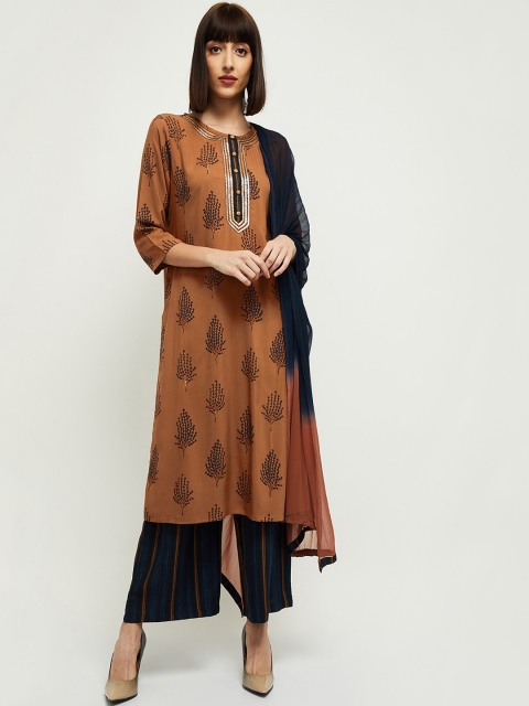 

max Women Rust Floral Printed Kurta