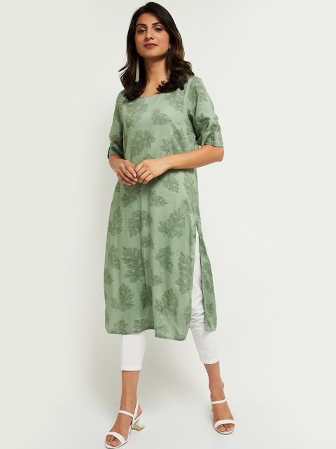 

max Women Green Ethnic Motifs Printed Kurta