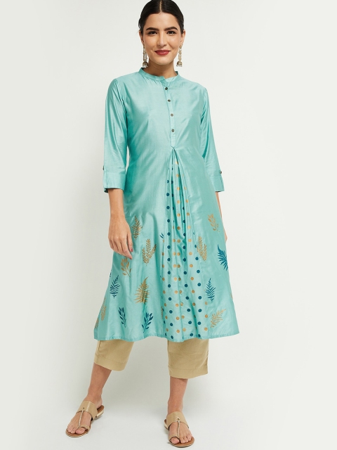 

max Women Blue Ethnic Motifs Printed Kurta