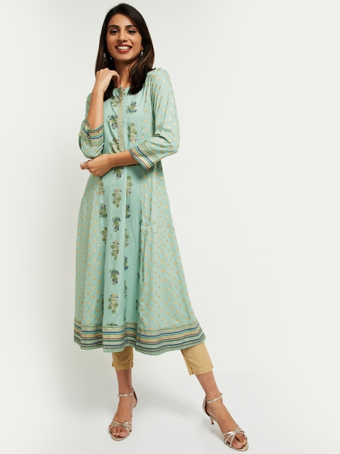 

max Women Green Floral Printed Anarkali Kurta