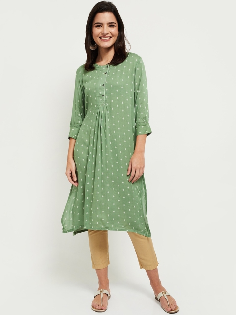 

max Women Green Geometric Printed Kurta