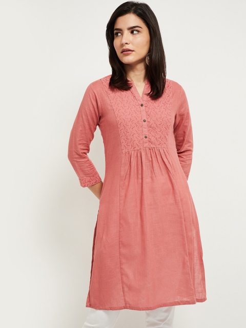 

max Women Peach Ethnic Motifs Yoke Design Kurta