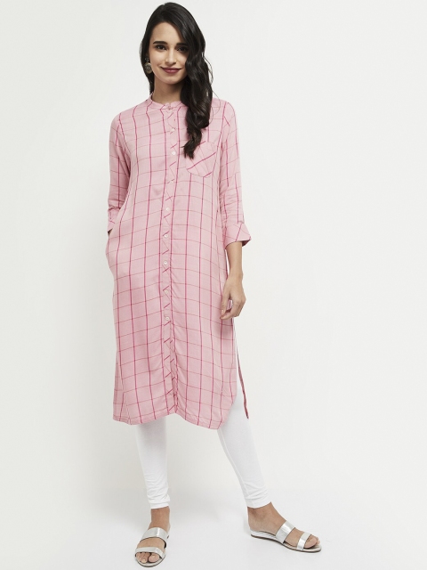 

max Women Pink Checked Kurta