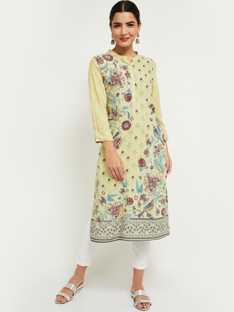 

max Women Yellow Floral Printed Kurta