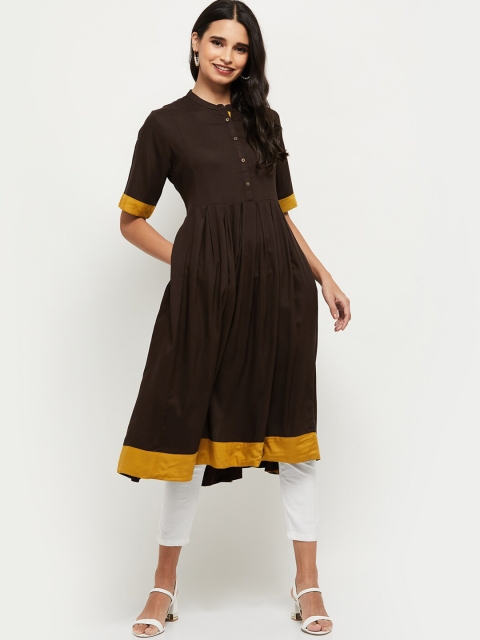 

max Women Brown Anarkali Kurta