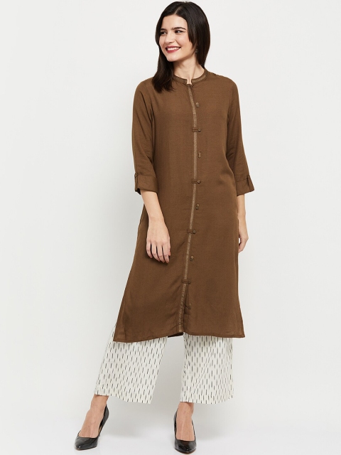 

max Women Brown Solid Kurta