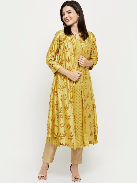 

max Women Mustard Yellow Floral Printed Kurta