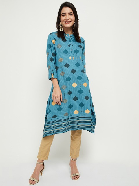 

max Women Blue Geometric Printed Kurta