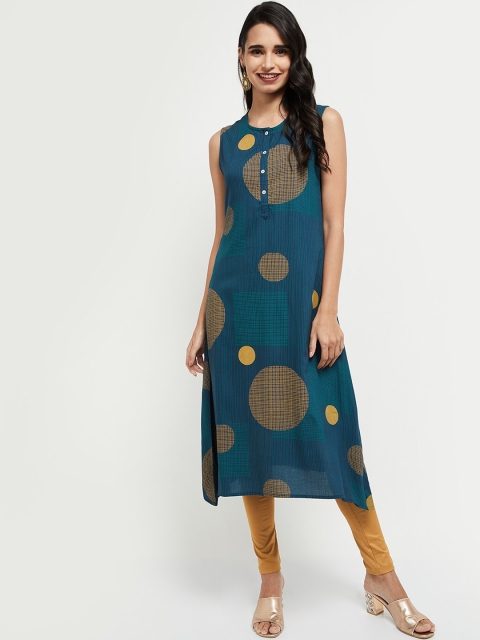 

max Women Blue Striped Kurta