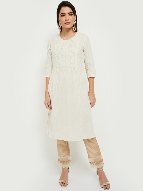 

max Women Off White Yoke Design Kurta