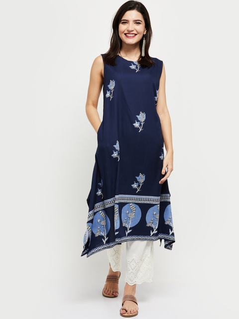 

max Women Blue Floral Printed Kurta