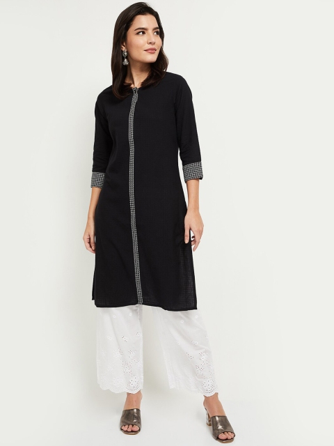 

max Women Black Straight Kurta