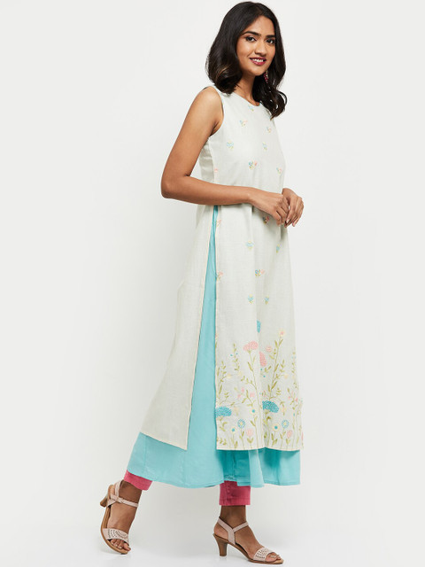 

max Women Multicoloured Floral Embroidered Kurta, Multi