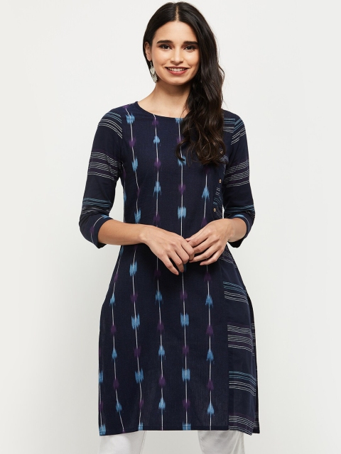 

max Women Blue Striped Kurta
