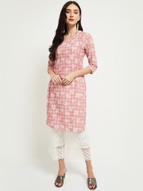 

max Women Purple Floral Printed Kurta