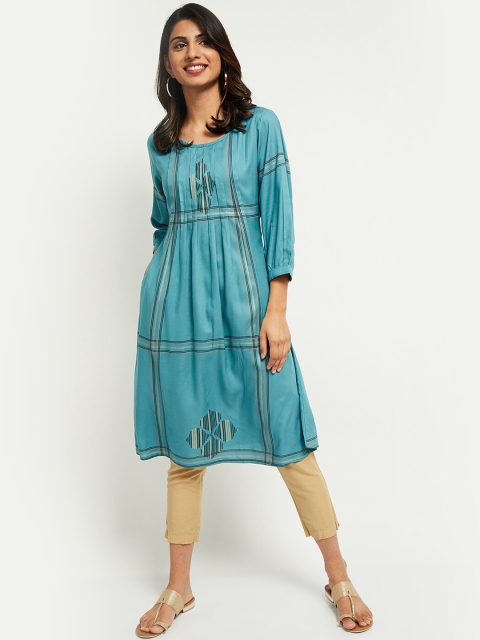 

max Women Blue Printed Kurta