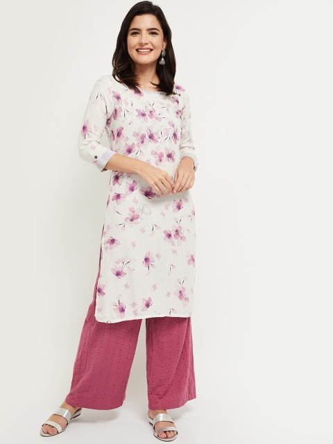 

max Women Purple Floral Printed Kurta
