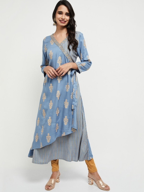 

max Women Blue Ethnic Motifs Printed Kurta