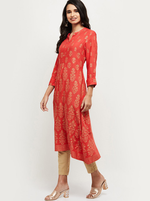 

max Women Coral Ethnic Motifs Printed Kurta