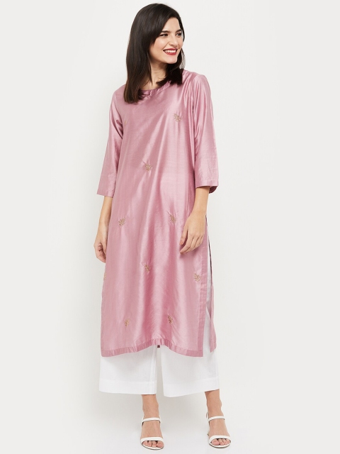 

max Women Purple Ethnic Motifs Embroidered Thread Work Kurta