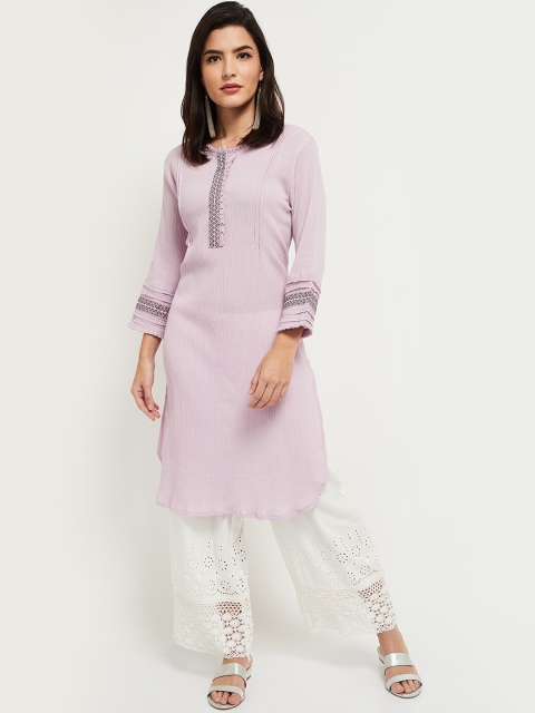 

max Women Purple Straight Kurta